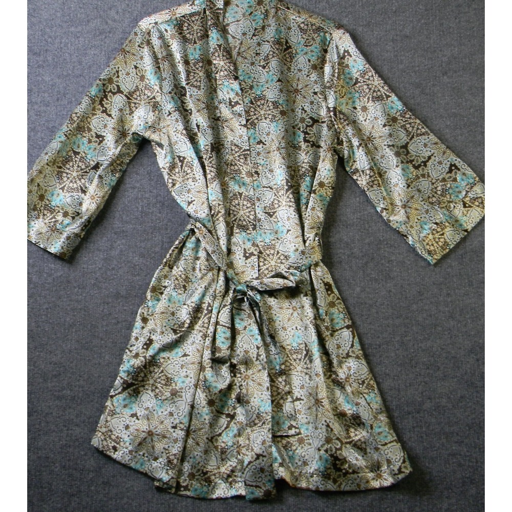 Adonna Satin Kimono Robe Womens Large  Floral  Printed